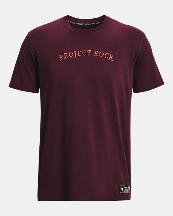 Men's Project Rock Crest Heavyweight Short Sleeve, Maroon, pdpMainDesktop image number 4